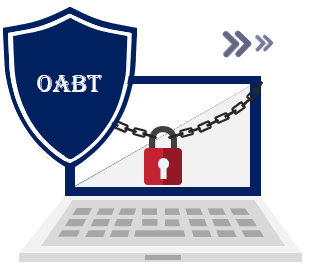Security shield with OABT lettering